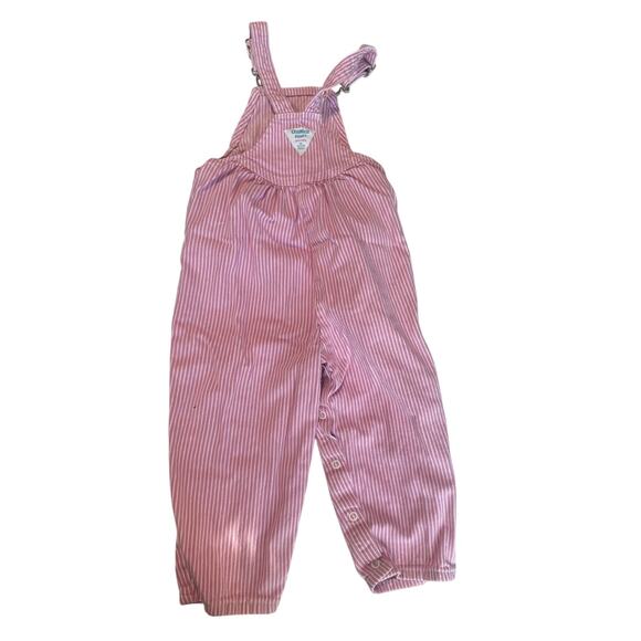 OshKosh B’gosh Pink & White Striped Overalls – Size 3T - Picture 2 of 5